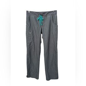 Figs Gray pants with Teal Drawstring Size XS